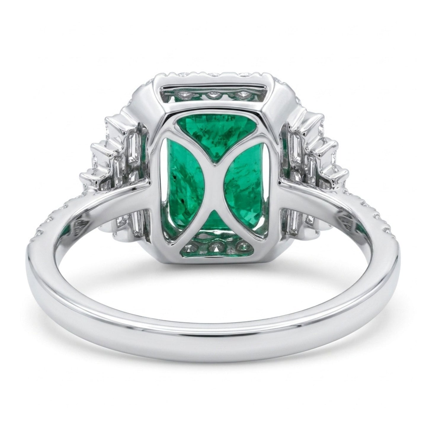 18K 4.17ct Emerald Cut Zambian Emerald 1.01cttw VS White Diamonds Ring