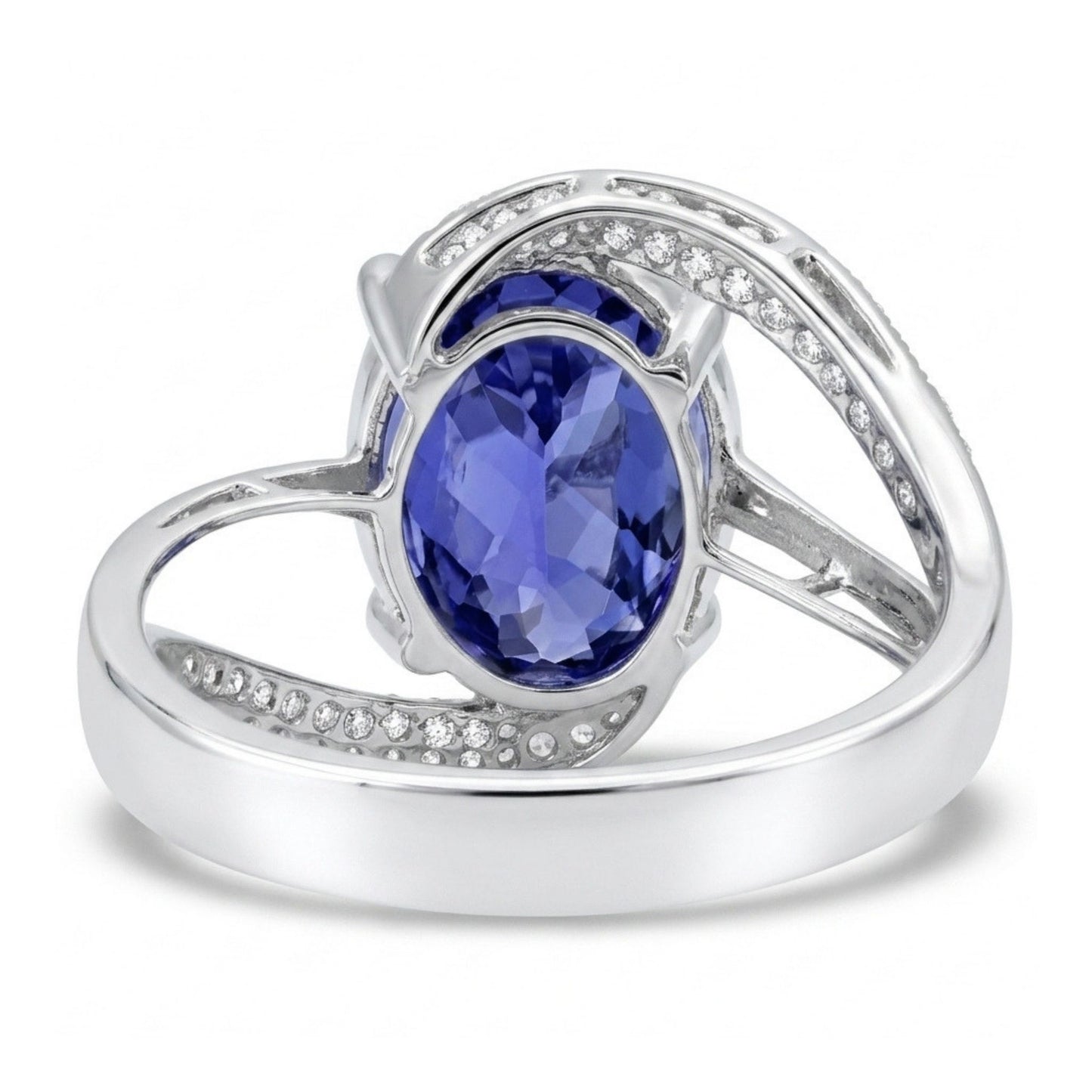 14K 8.22ct Oval Blue Wing Tanzanite 0.39cttw VS White Diamonds Ring