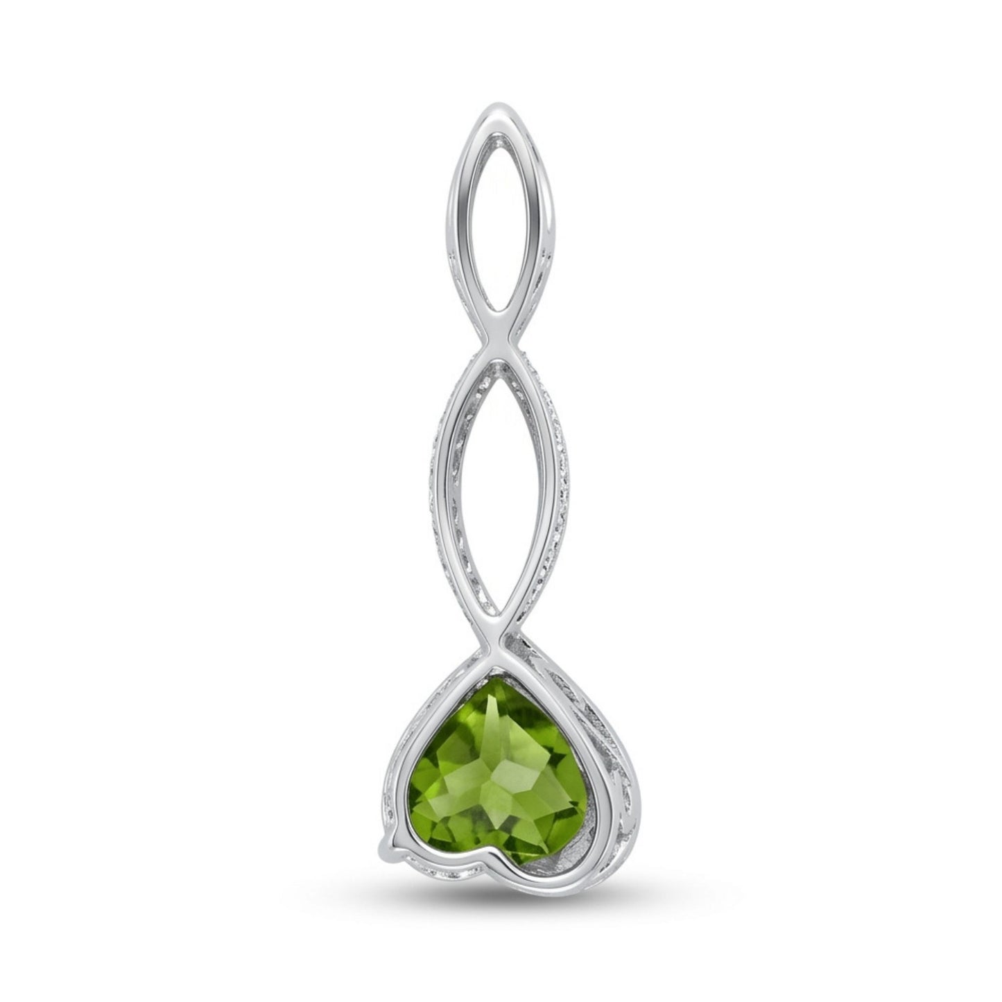 14K 2.50ct Heart Shape Peridot 0.15cttw VS White Diamonds Pendant