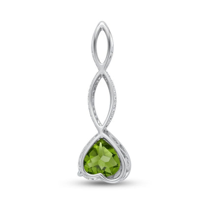 14K 2.50ct Heart Shape Peridot 0.15cttw VS White Diamonds Pendant