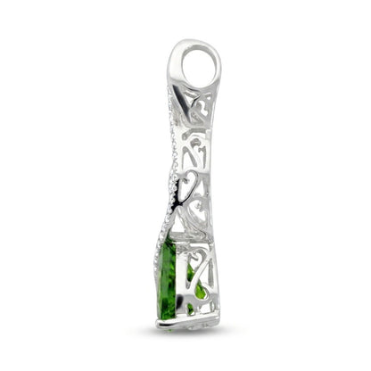 14K 2.50ct Heart Shape Peridot 0.15cttw VS White Diamonds Pendant