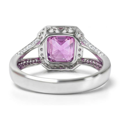 14K 8.03ct Asscher Cut Kunzite 0.98cttw VS White Diamond Ring