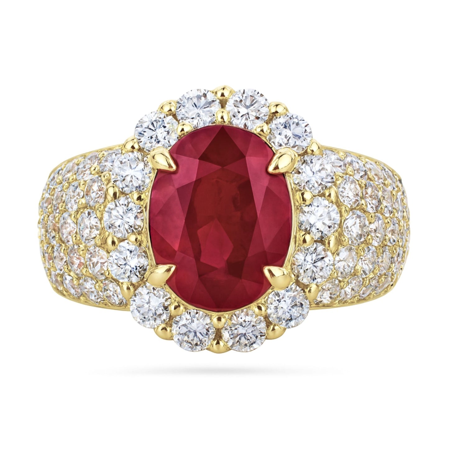 18K 2.10ct Oval Burma Ruby 1.28cttw VS White Diamonds Ring