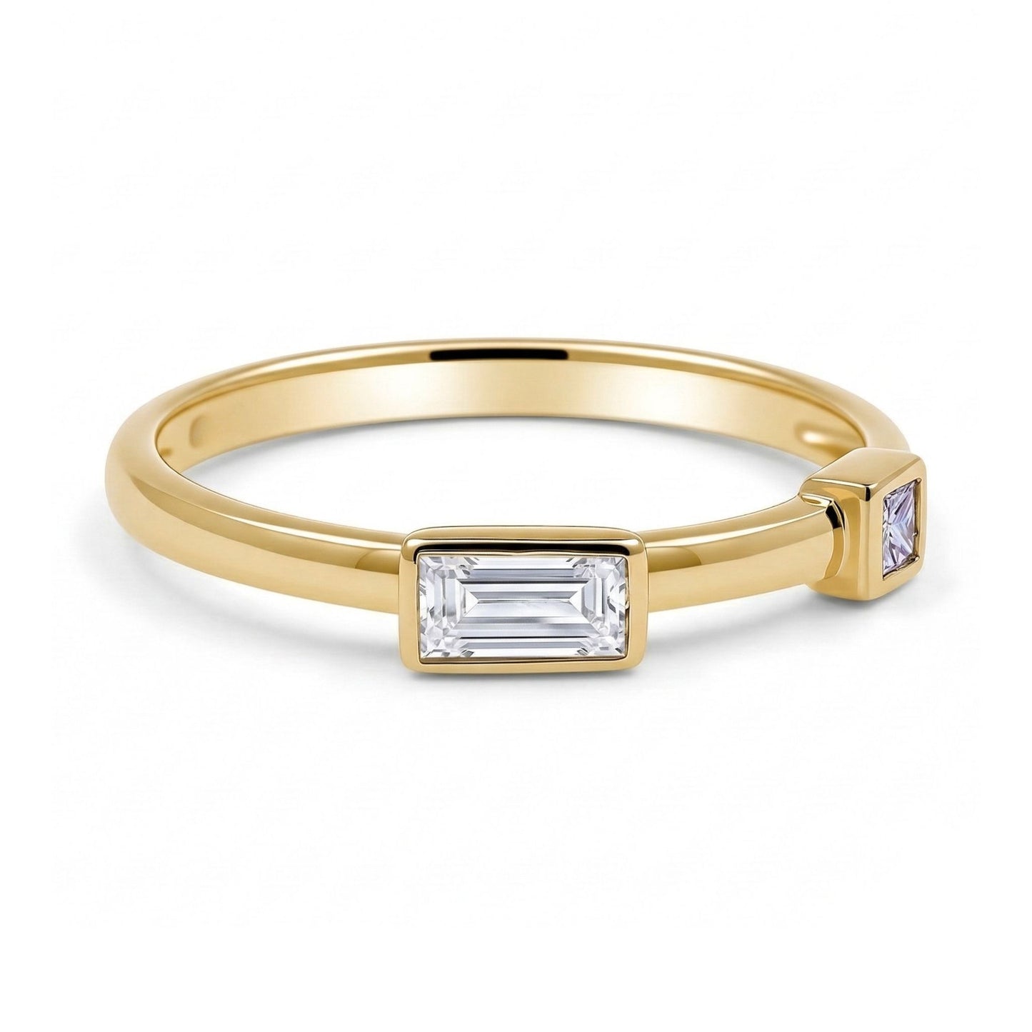 14K Stackable Bezel Set Diamond Band Ring