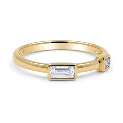 14K Stackable Bezel Set Diamond Band Ring