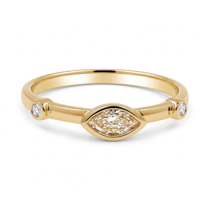 14K Stackable Bezel Set Diamond Band Ring