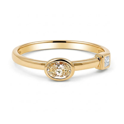 14K Stackable Bezel Set Diamond Band Ring