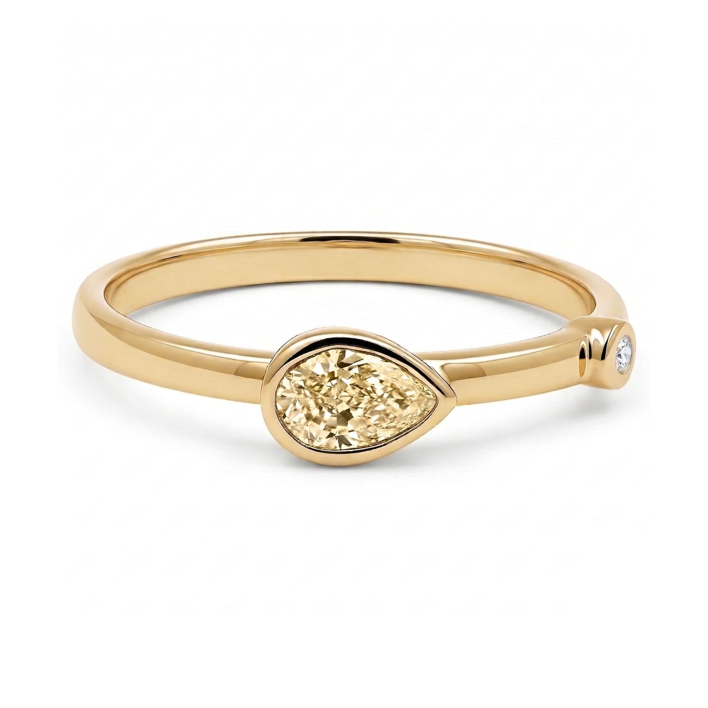 14K Stackable Bezel Set Diamond Band Ring