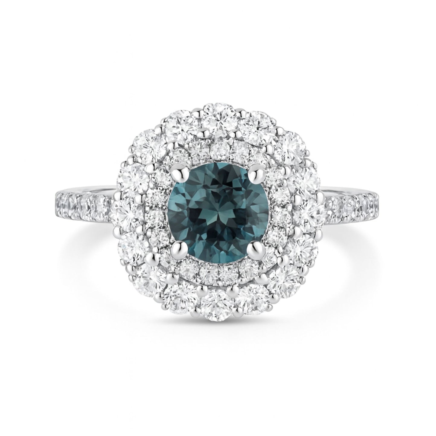 14K 0.30ct Round Alexandrite 0.90cttw VS White Diamonds Ring