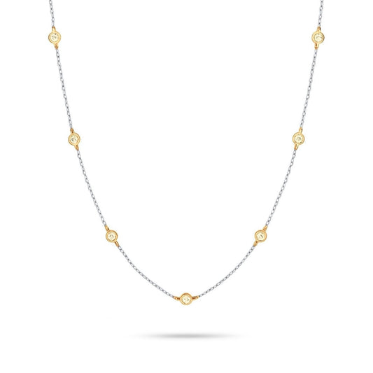 14K 0.30cttw Round Yellow Diamond Station Necklace