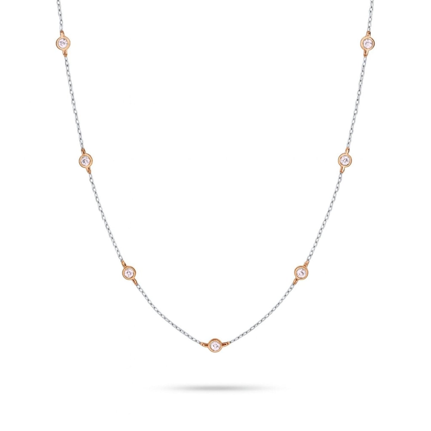 14K 0.31cttw Round Pink Diamond Station Necklace