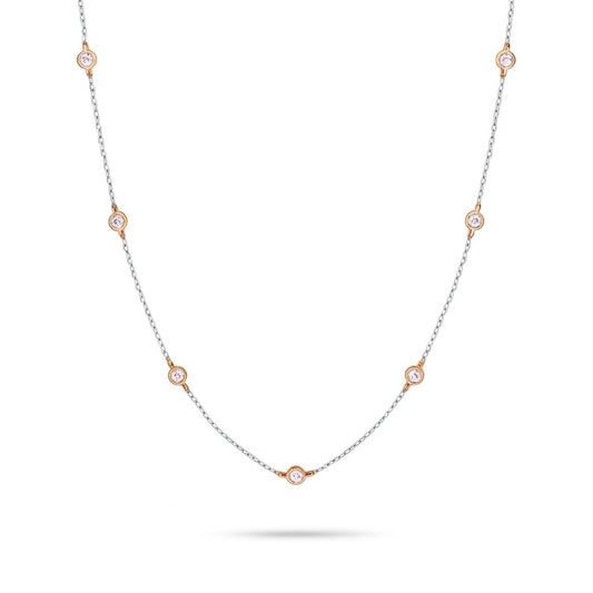 14K 0.31cttw Round Pink Diamond Station Necklace
