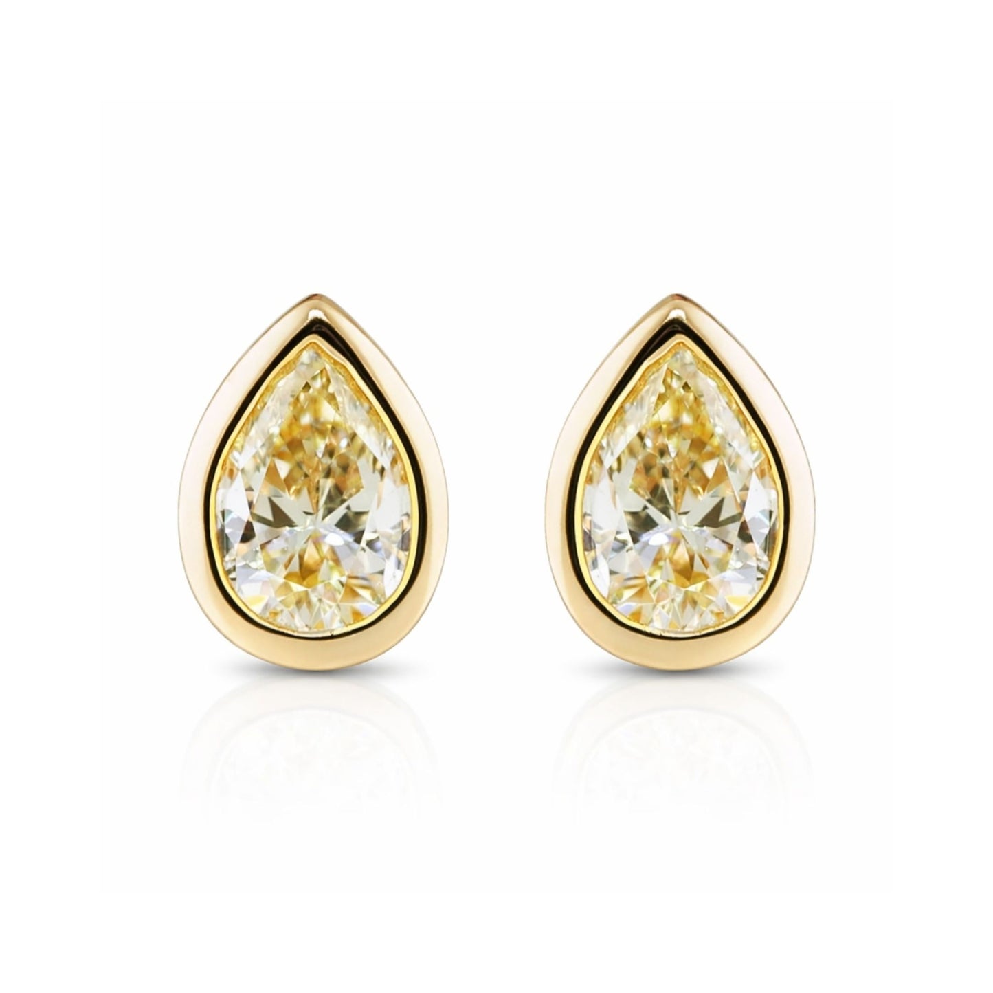 14K 0.32cttw Pear Shape VS Yellow Diamond Stud Earrings