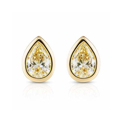 14K 0.32cttw Pear Shape VS Yellow Diamond Stud Earrings