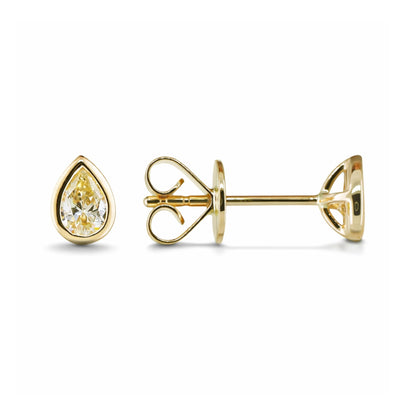 14K 0.32cttw Pear Shape VS Yellow Diamond Stud Earrings