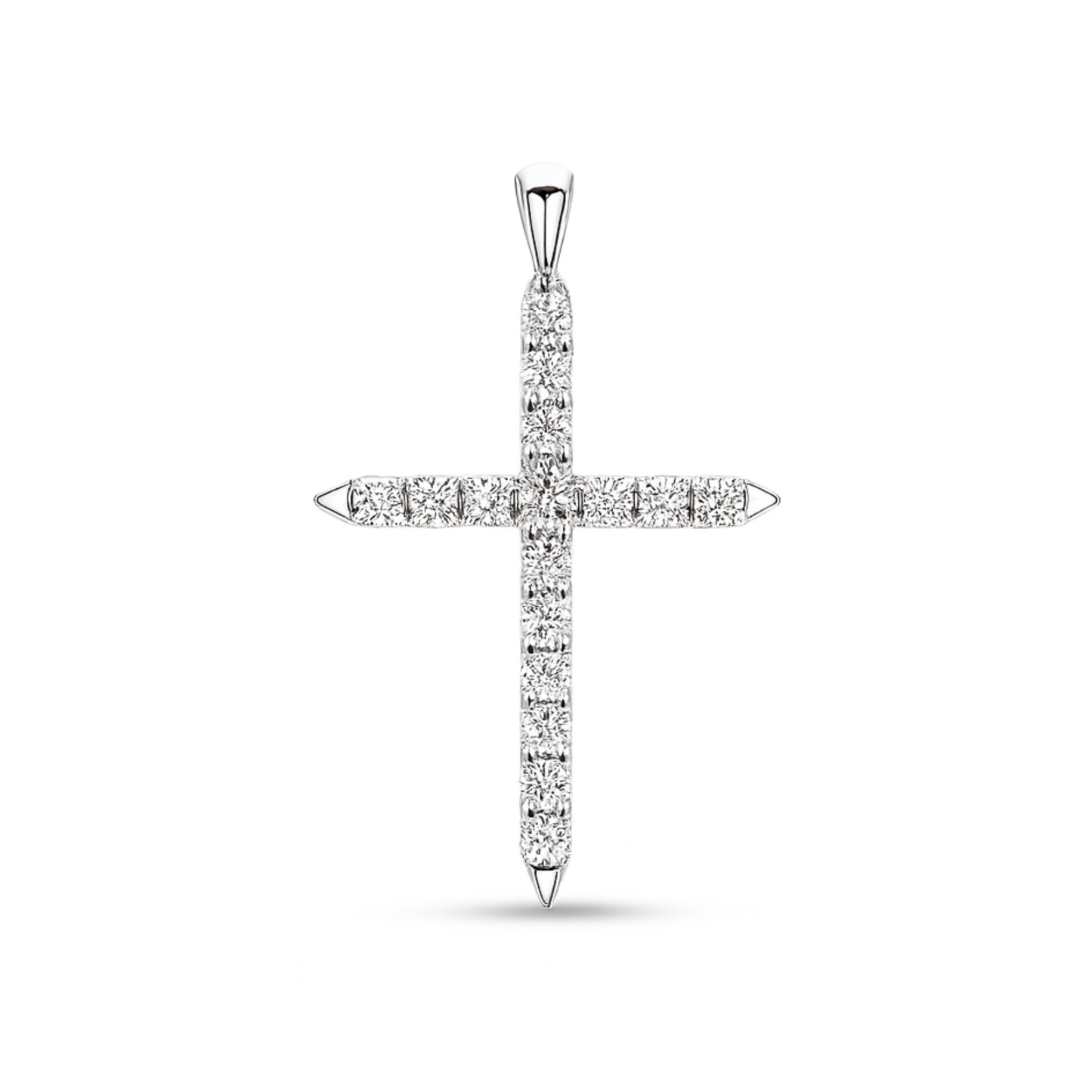 14K 0.42cttw Round VS White Diamond Cross Pendant