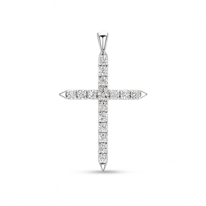 14K 0.42cttw Round VS White Diamond Cross Pendant