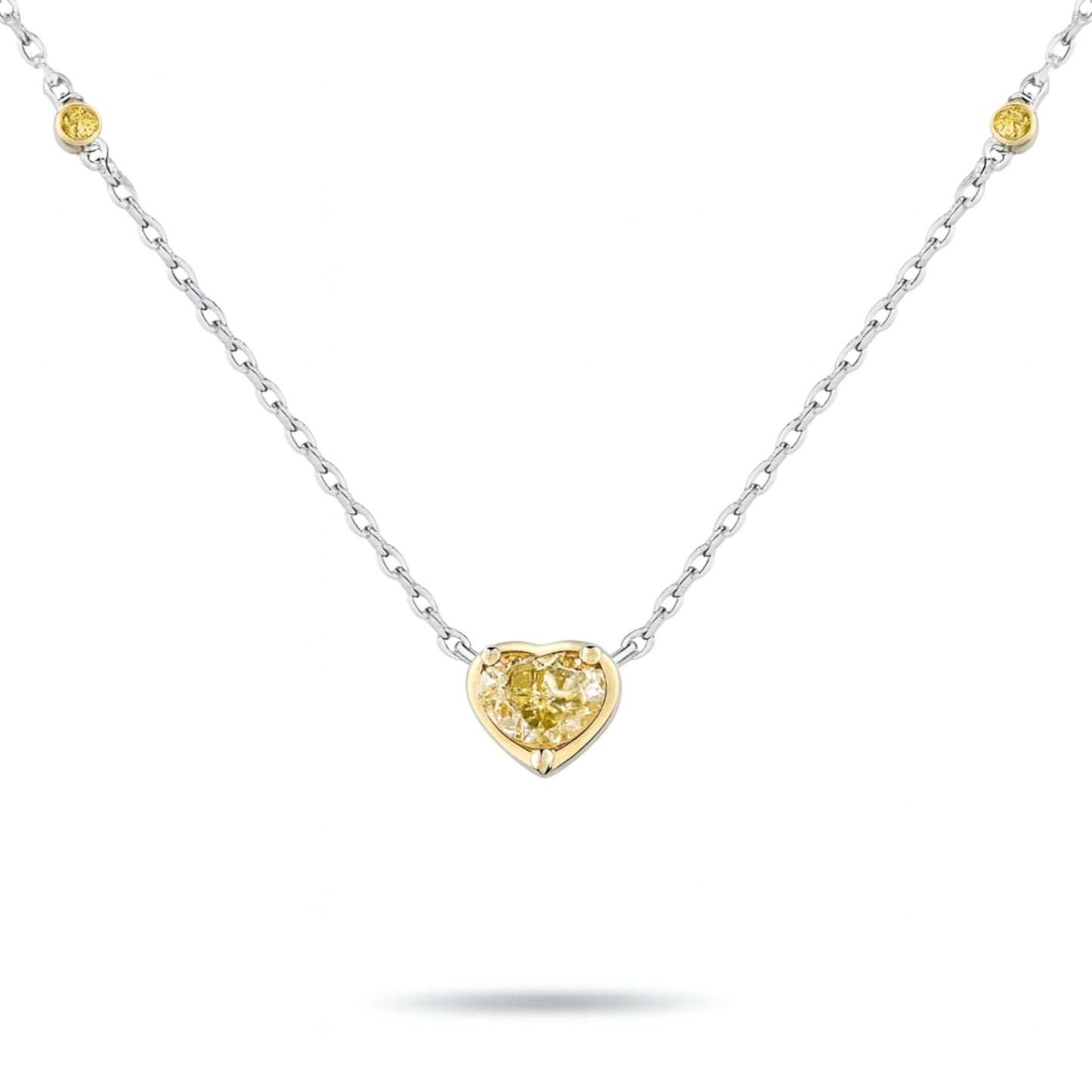 14K 0.50ct Heart Shape VS Yellow Diamond 0.03cttw VS Yellow Diamonds Necklace