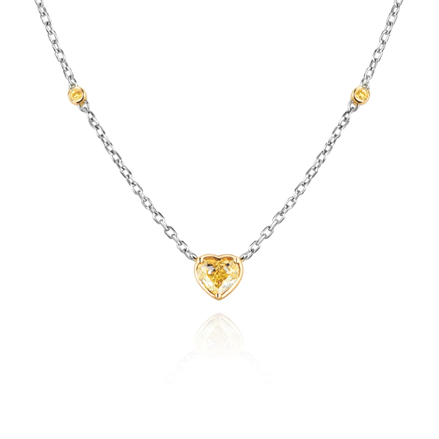 14K 0.50ct Heart Shape VS Yellow Diamond 0.03cttw VS Yellow Diamonds Necklace