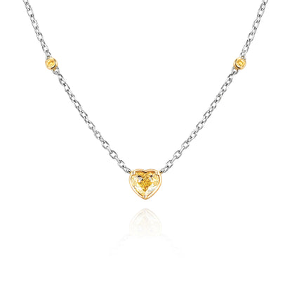 14K 0.50ct Heart Shape VS Yellow Diamond 0.03cttw VS Yellow Diamonds Necklace
