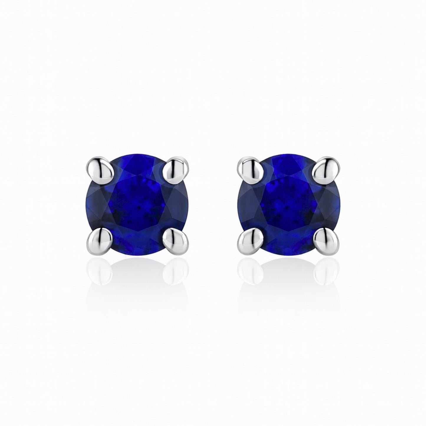 14K 0.50cttw Round Blue Sapphire Solitaire Stud Earrings