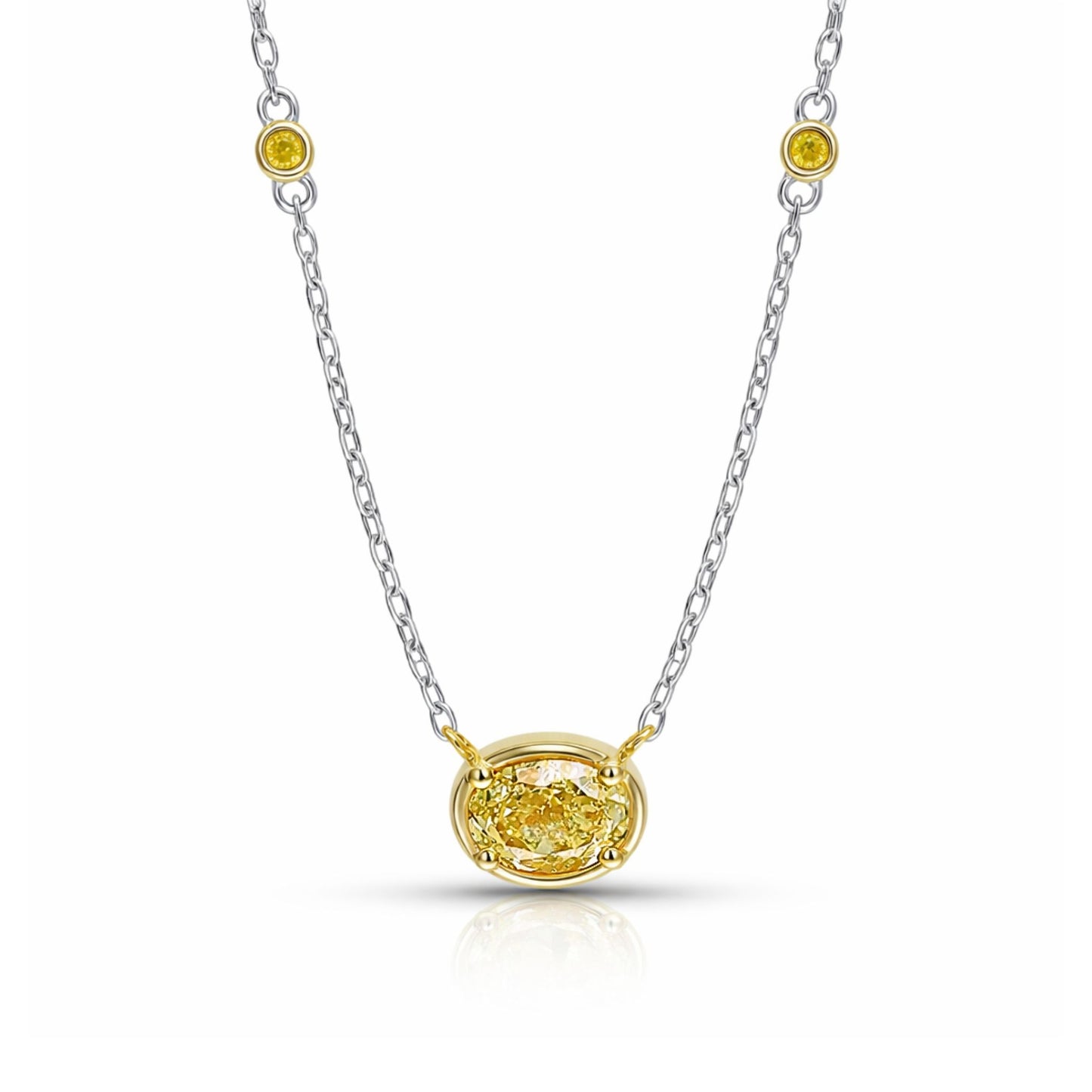 14K 0.60ct Oval VS Yellow Diamond 0.03cttw VS Yellow Diamonds Necklace