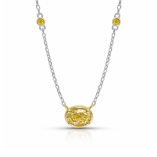 14K 0.60ct Oval VS Yellow Diamond 0.03cttw VS Yellow Diamonds Necklace