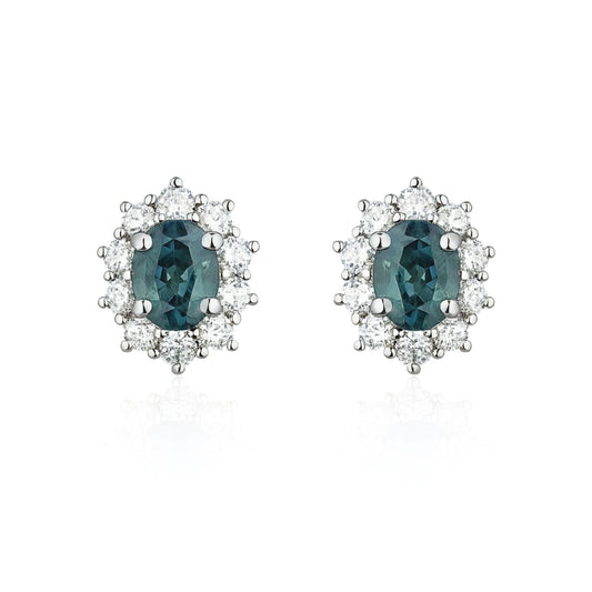 14K 0.64cttw Oval Alexandrite 0.24cttw White Diamonds Stud Earrings