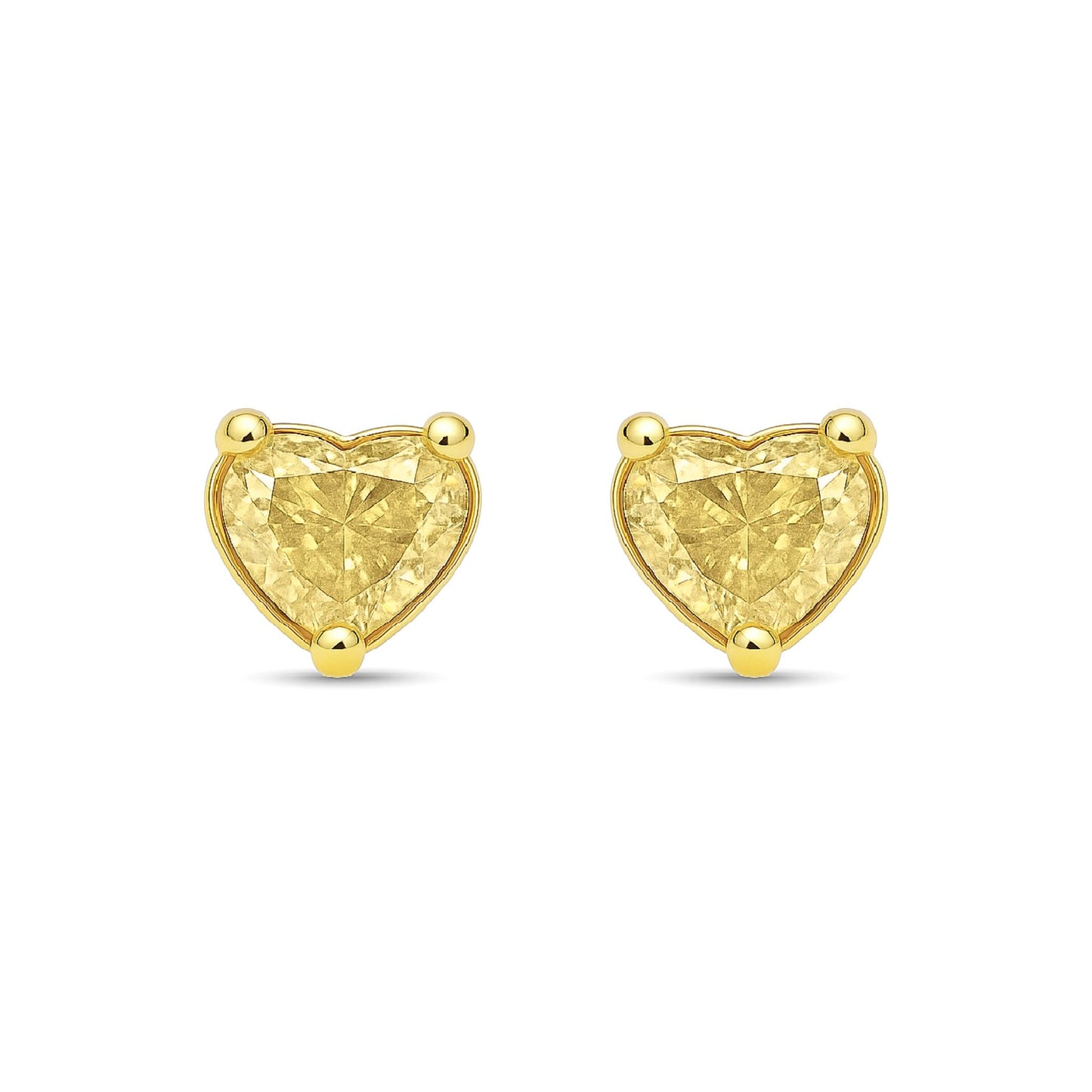 14K 0.80cttw Heart Shape VS Yellow Diamond Solitaire Stud Earrings