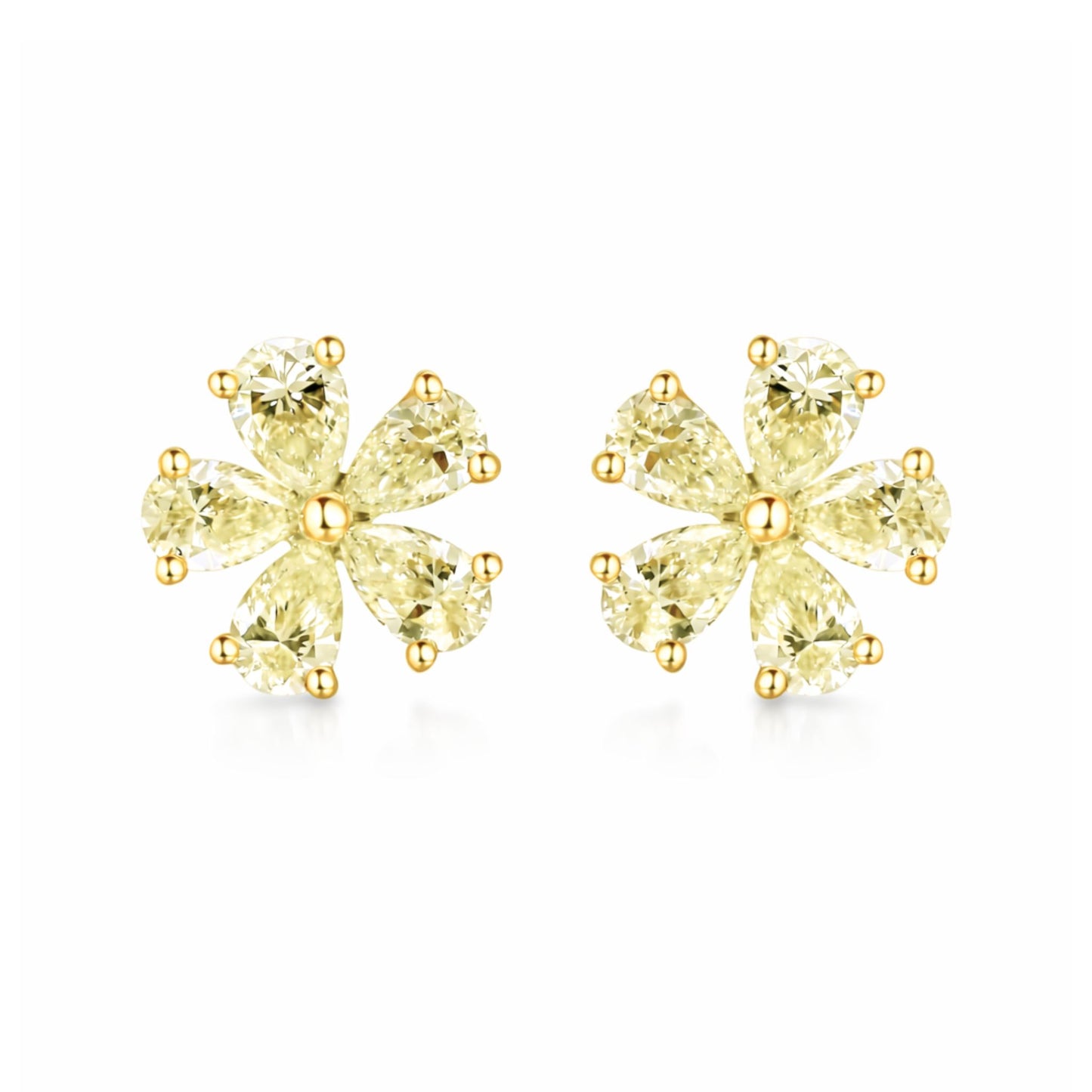 14K 1.00cttw Pear Shape VS Yellow Diamond Stud Earrings