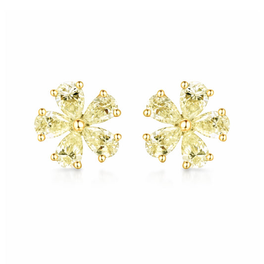 14K 1.00cttw Pear Shape VS Yellow Diamond Stud Earrings