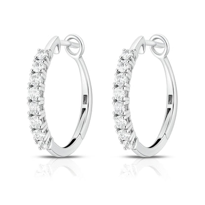 14K 1.04cttw Round VS White Diamond Hoop Earrings