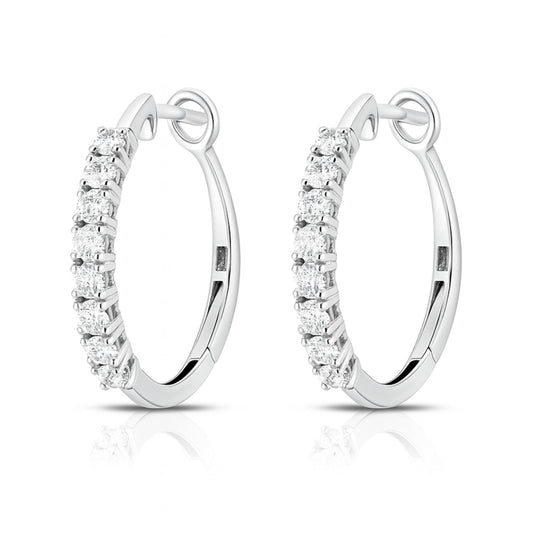 14K 1.04cttw Round VS White Diamond Hoop Earrings