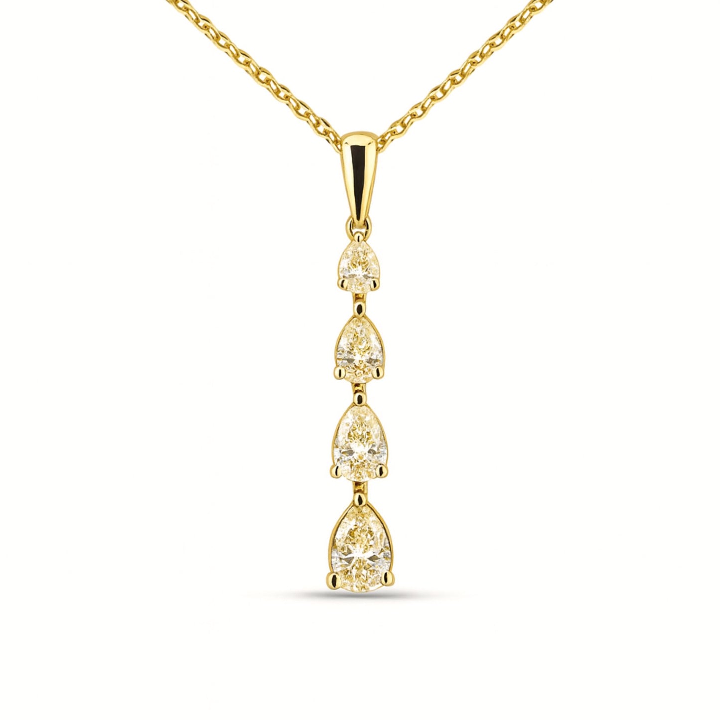 14K 1.00cttw Pear Shape VS Yellow Diamond Pendant