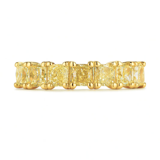 14K 1.35cttw Cushion VS Yellow Diamond 7 Stone Band Ring