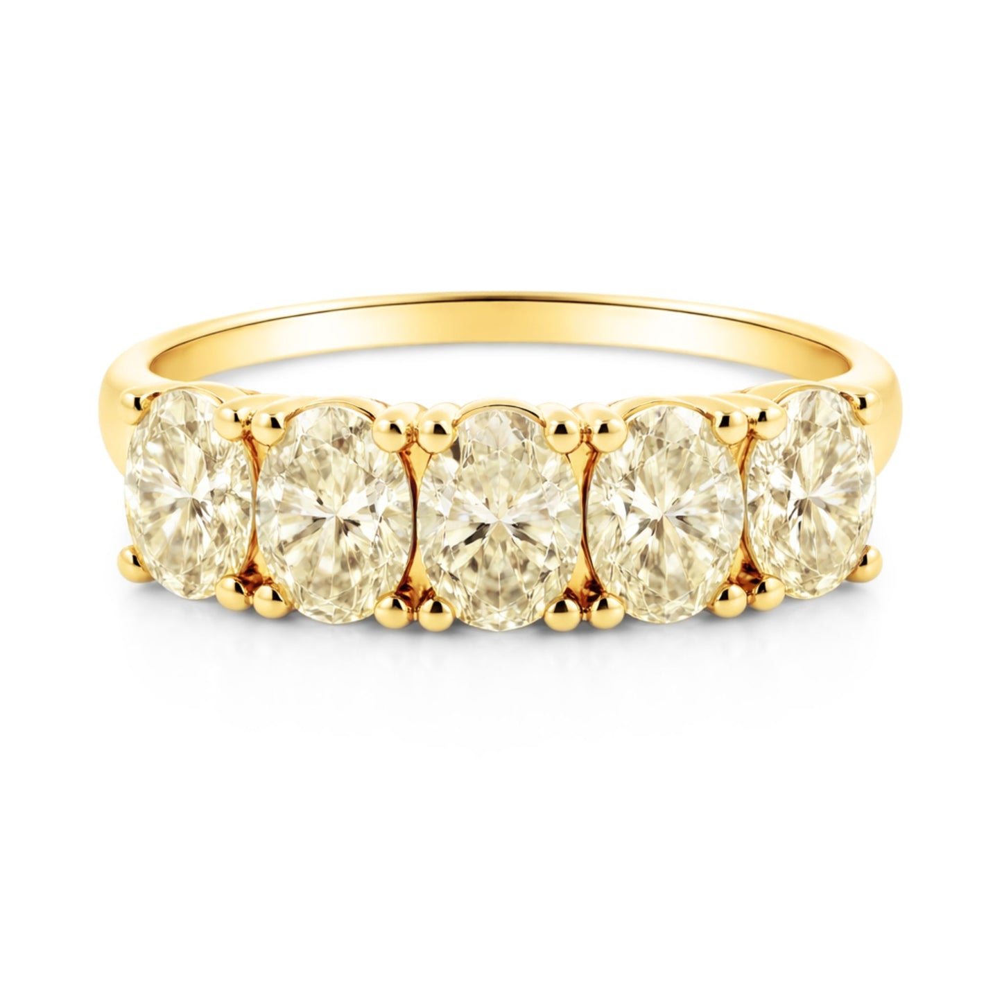 14K 1.50cttw Oval VS Yellow Diamond 5 Stone Band Ring