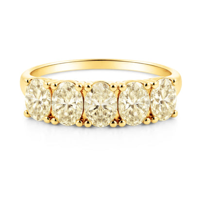 14K 1.50cttw Oval VS Yellow Diamond 5 Stone Band Ring