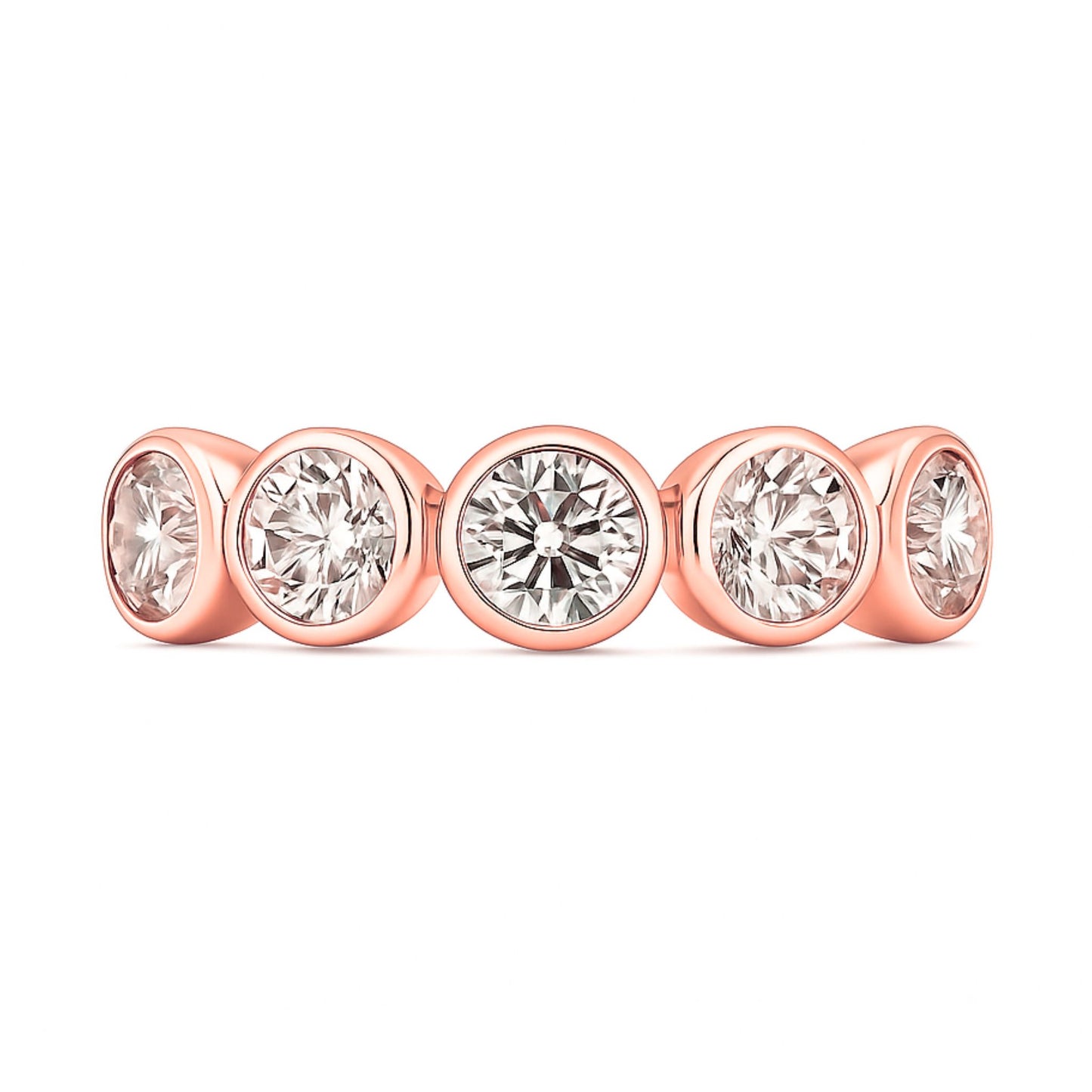 14K 1.53cttw Round VS White Diamond Bezel Set Band Ring