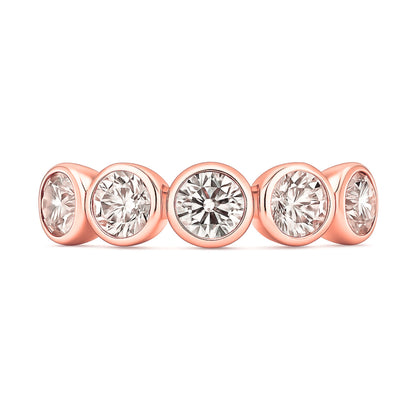 14K 1.53cttw Round VS White Diamond Bezel Set Band Ring