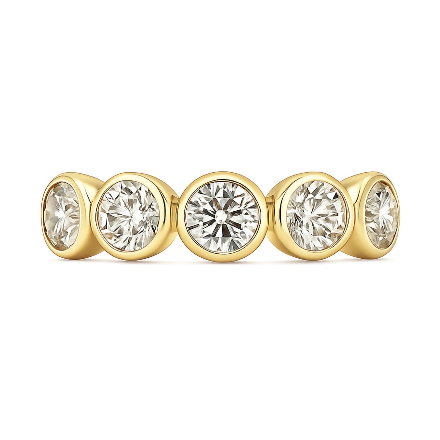 14K 1.53cttw Round VS White Diamond Bezel Set Band Ring