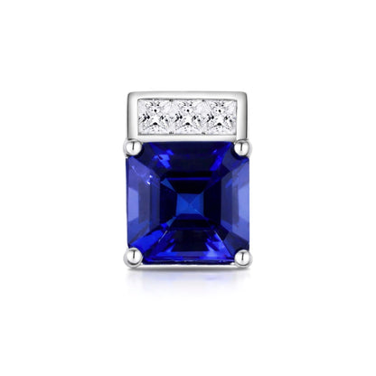 14K 1.70ct Asscher Cut Blue Wing Tanzanite 0.12cttw VS White Diamond Pendant