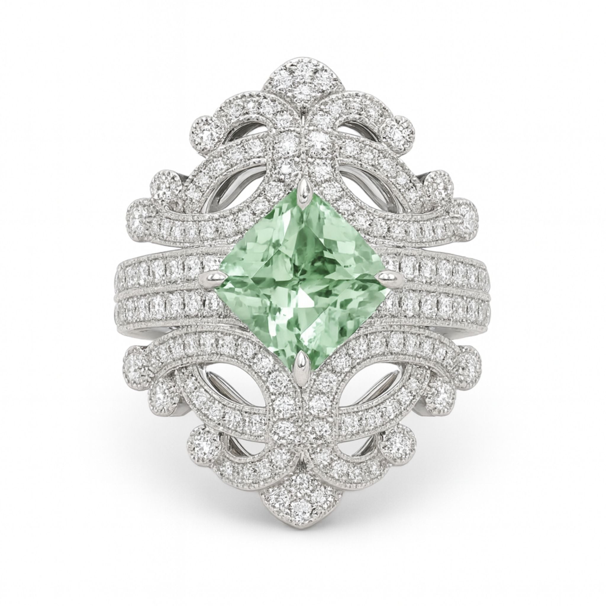 14K 1.83ct Cushion New Find Tourmaline 1.08cttw VS White Diamonds Ring ...