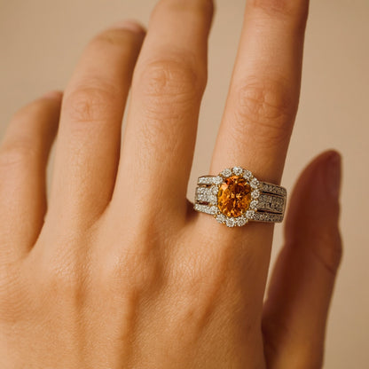 14K 1.84ct Oval Private Collection Mandarin Garnet 1.11cttw VS White Diamonds Ring