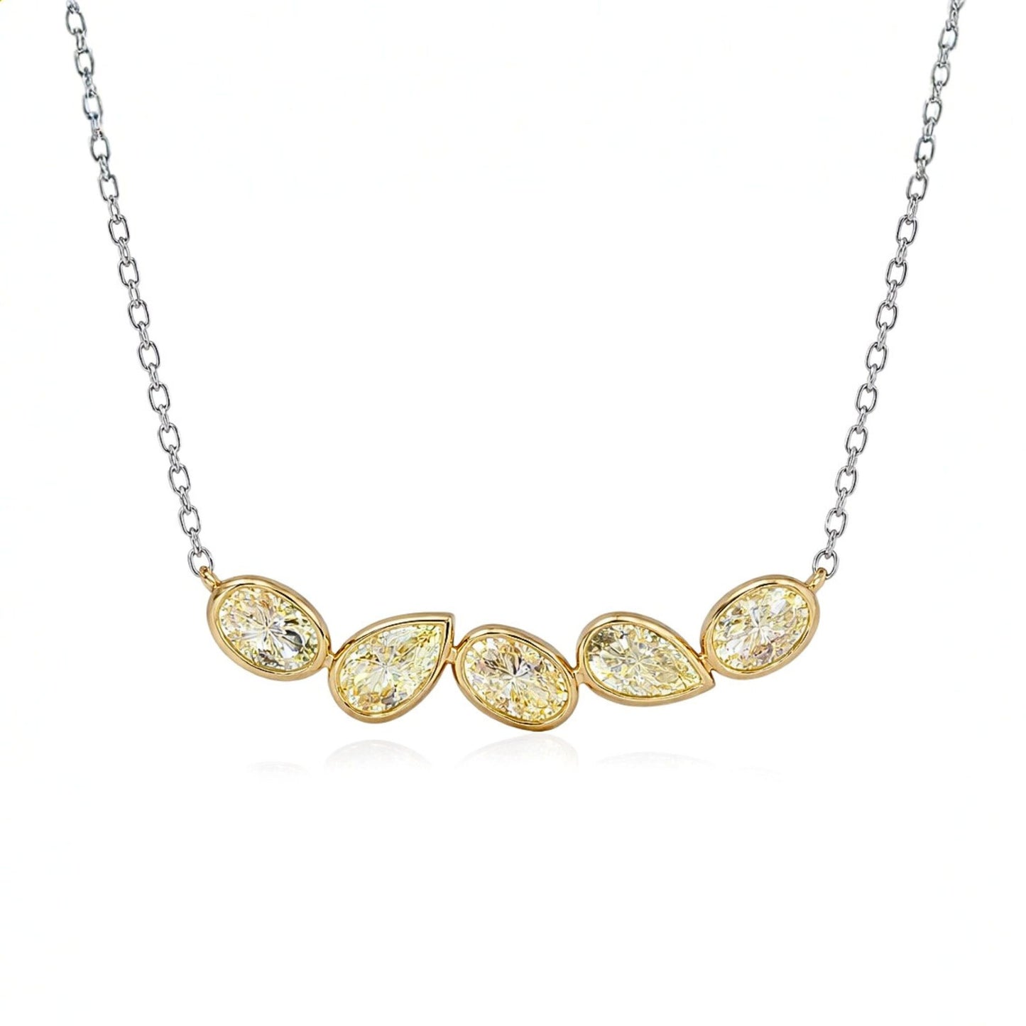 14K 1.85cttw Pear Shape & Oval VS Yellow Diamond Necklace