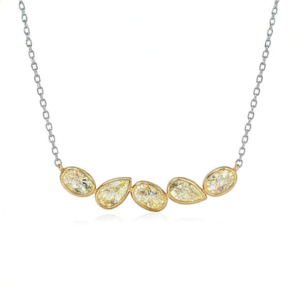 14K 1.85cttw Pear Shape & Oval VS Yellow Diamond Necklace
