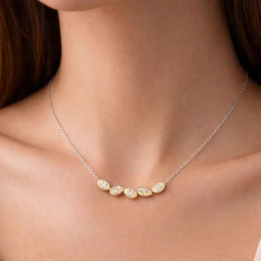 14K 1.85cttw Pear Shape & Oval VS Yellow Diamond Necklace