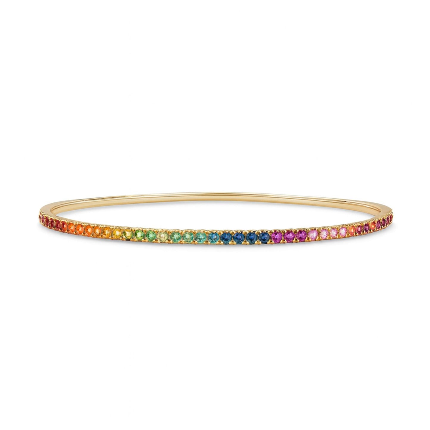 14K 1.86cttw Round Multi-Color Sapphire Bangle