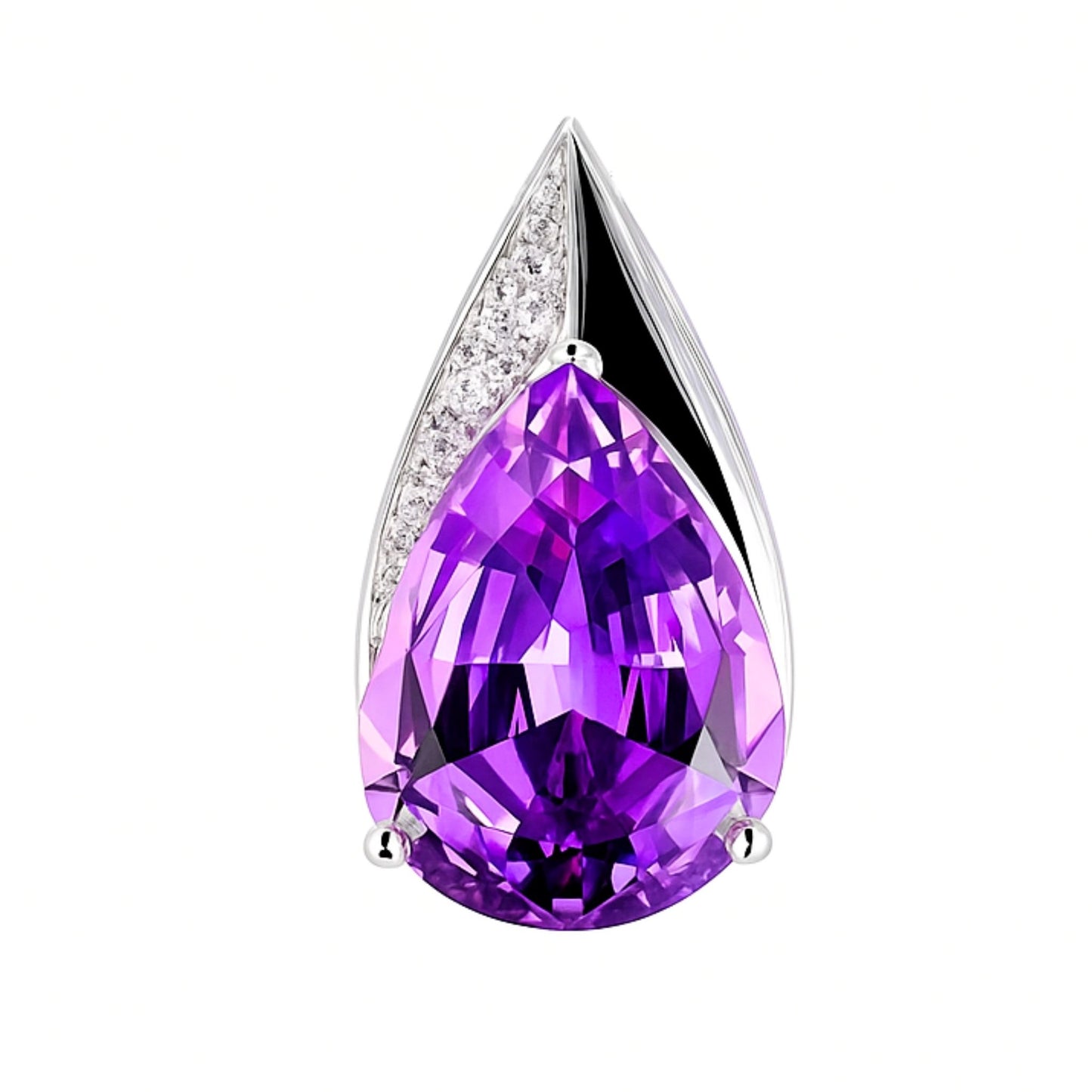 14K 12.29cttw Pear Shape Kunzite 0.15cttw VS White Diamonds Pendant