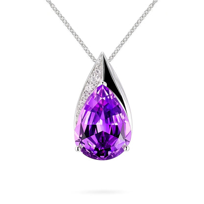 14K 12.29cttw Pear Shape Kunzite 0.15cttw VS White Diamonds Pendant
