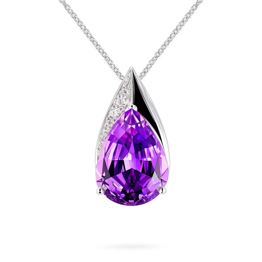 14K 12.29cttw Pear Shape Kunzite 0.15cttw VS White Diamonds Pendant